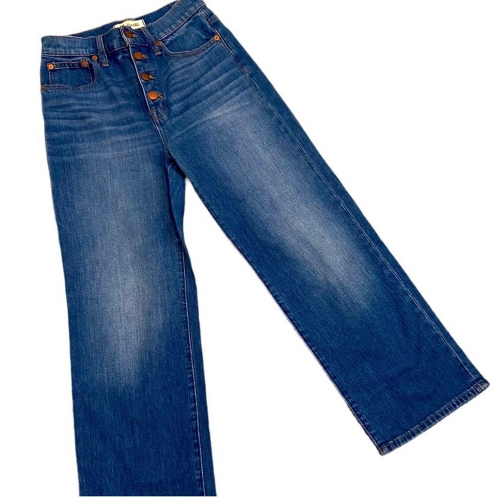 Madewell “slim wide-leg crop” midtone high rise jeans w/ button fly - size 25